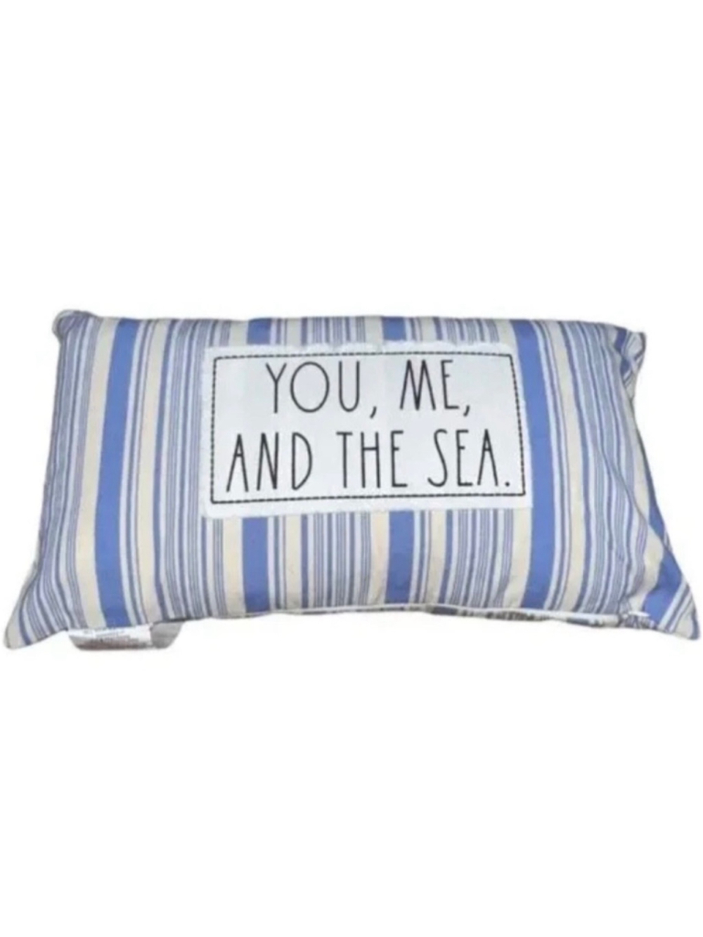 Rae Dunn You Me And The Sea Pillow 14x24 Blue Stripe Coastal Beach Decor NWT